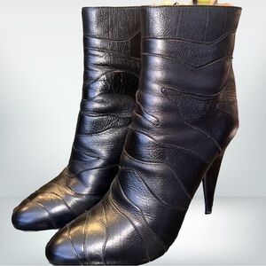 Prada Black Leather Ankle Boots 37
